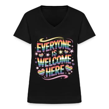 Vielfalt feiern mit Stolz - Frauen-T-Shirt mit V-Ausschnitt - Schwarz - Vorne - Lela (165cm)