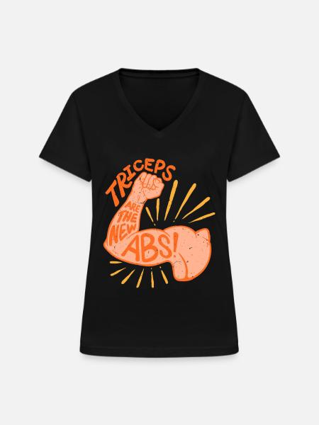 Trizeps Workout Fitness - Frauen-T-Shirt mit V-Ausschnitt - Schwarz