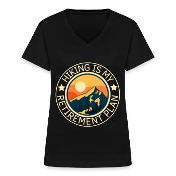 La randonnée est mon plan de retraite - T-shirt col V Femme - noir - Devant - Lela (165cm)
