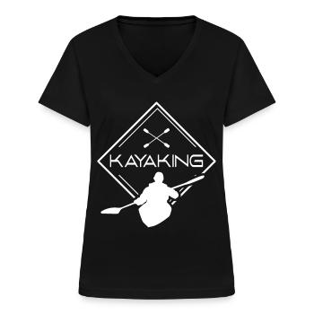 Kayak Kajakfahrer Kajakfahren Kajak Kayaking - Frauen-T-Shirt mit V-Ausschnitt - Schwarz - Vorne - Lela (165cm)