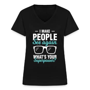 Optiker Augenoptiker Augenarzt - Frauen-T-Shirt mit V-Ausschnitt - Schwarz - Vorne - Lela (165cm)
