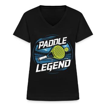 Paddle Tennis Legend - Women's V-neck T-shirt - black - Front - Lela (165cm)