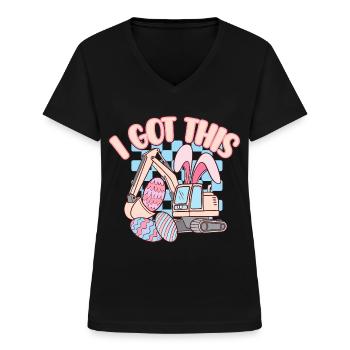 Ostern - Frauen-T-Shirt mit V-Ausschnitt - Schwarz - Vorne - Lela (165cm)