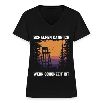 Jäger Geschenk Jagdschein Bestanden Lustiger - Frauen-T-Shirt mit V-Ausschnitt - Schwarz - Vorne - Lela (165cm)