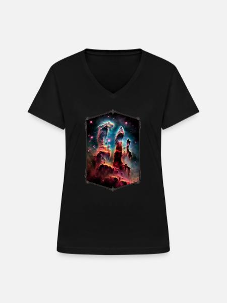 Säulen der Schöpfung - Frauen-T-Shirt mit V-Ausschnitt - Schwarz