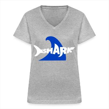 Un Requin - T-shirt col V Femme - gris chiné - Devant - Lela (165cm)