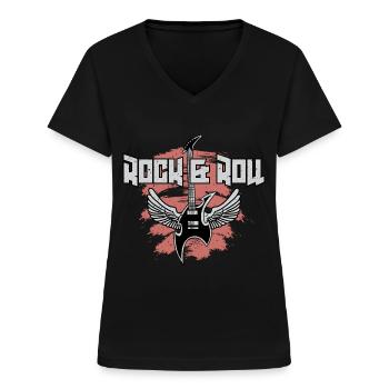 Rock And Roll Guitar - Women's V-neck T-shirt - black - Front - Lela (165cm)