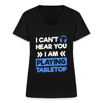 Jeux de société Jeu de rôle de personnage de joueur de société - T-shirt col V Femme - noir - Devant - Lela (165cm)
