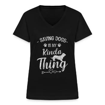 Tierschutz Aktivist Veganer Umweltschutz - Frauen-T-Shirt mit V-Ausschnitt - Schwarz - Vorne - Lela (165cm)