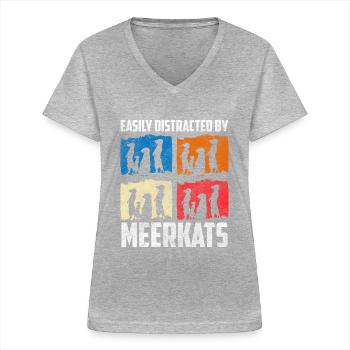 Wildlife Zoo Horizontal Strip - Women's V-neck T-shirt - sports grey - Front - Lela (165cm)