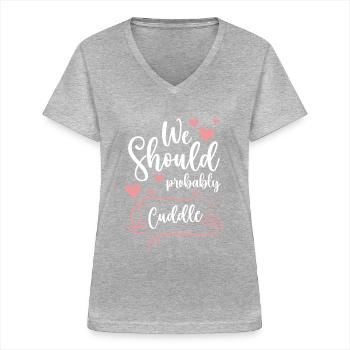 Câlins Teddy Bear Relation Affection - T-shirt col V Femme - gris chiné - Devant - Lela (165cm)