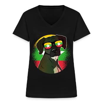 Myanmar - Women's V-neck T-shirt - black - Front - Lela (165cm)