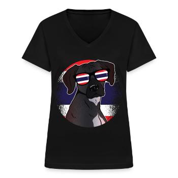 Thailand - Frauen-T-Shirt mit V-Ausschnitt - Schwarz - Vorne - Lela (165cm)