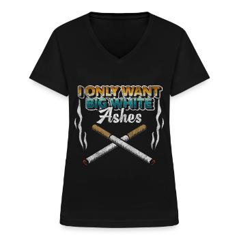 Fumeurs Cigarettes Chanvre Glow Sticks - T-shirt col V Femme - noir - Devant - Lela (165cm)