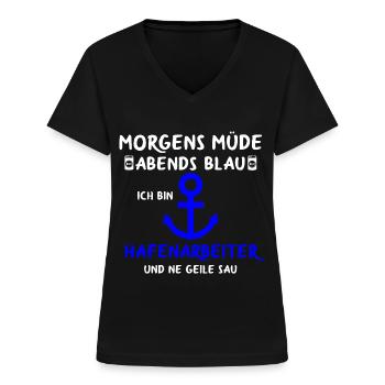 Hafenarbeiter Dockarbeiter Docker Hafen - Frauen-T-Shirt mit V-Ausschnitt - Schwarz - Vorne - Lela (165cm)