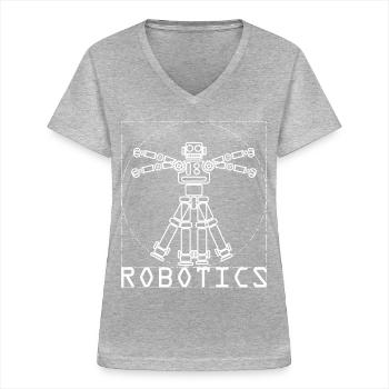 Robotics Da Vinci Vitruvian Man - Women's V-neck T-shirt - sports grey - Front - Lela (165cm)