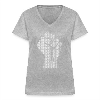 Black Lives Matter - Frauen-T-Shirt mit V-Ausschnitt - Grau meliert - Vorne - Lela (165cm)
