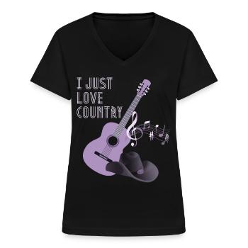 Country Music Spruch, Country Gitarre - Frauen-T-Shirt mit V-Ausschnitt - Schwarz - Vorne - Lela (165cm)