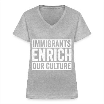 Einwanderer Kultur Einwanderung Liebhaber Stolze - Frauen-T-Shirt mit V-Ausschnitt - Grau meliert - Vorne - Lela (165cm)