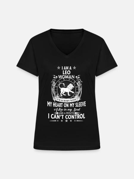Sternzeichen Löwe - zodiac Leo - Frauen-T-Shirt mit V-Ausschnitt - Schwarz