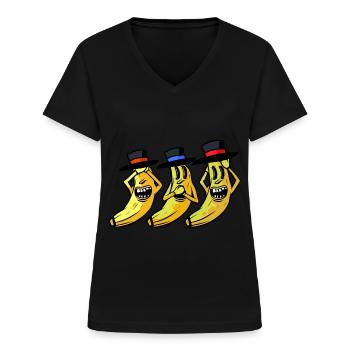 Gentleman Bananen Hut Sir Mister Obst Frucht Hut - Frauen-T-Shirt mit V-Ausschnitt - Schwarz - Vorne - Lela (165cm)