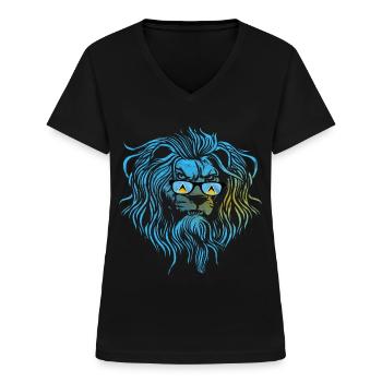 St. Lucia - Frauen-T-Shirt mit V-Ausschnitt - Schwarz - Vorne - Lela (165cm)