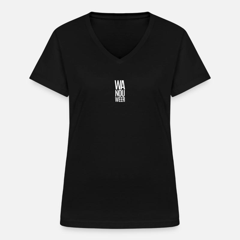 WOW AGAIN - Women's V-neck T-shirt - black