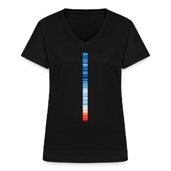 Warming Stripes | Scientists for Future - Frauen-T-Shirt mit V-Ausschnitt - Schwarz - Vorne - Lela (165cm)