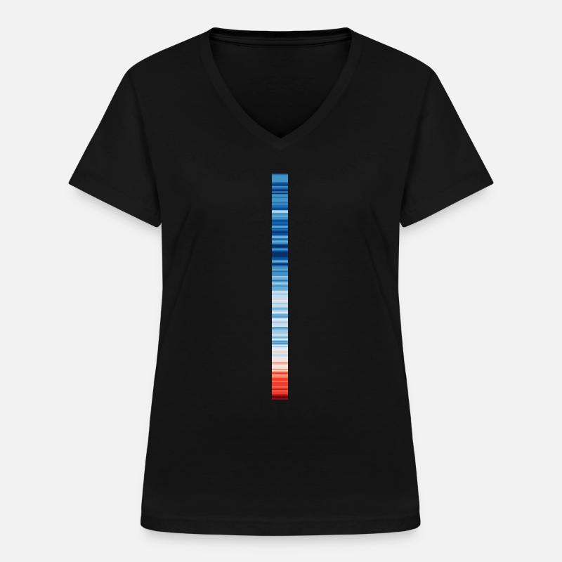 Warming Stripes | Scientists for Future - Frauen-T-Shirt mit V-Ausschnitt - Schwarz