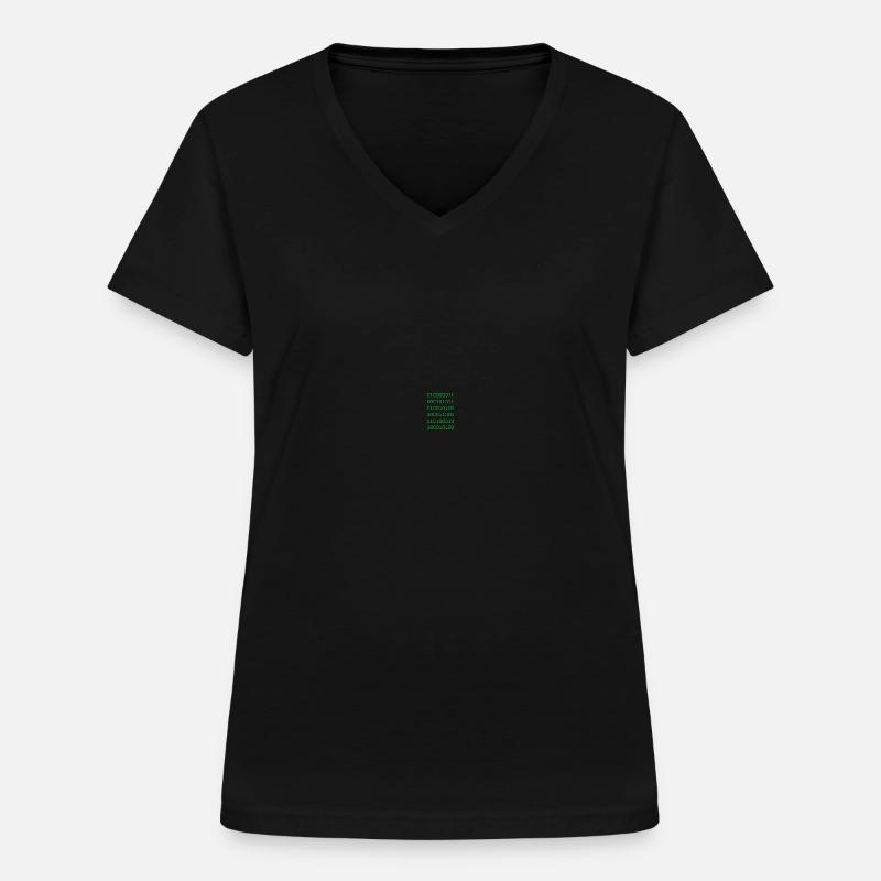 Green binary code web developer funny humor - Women's V-neck T-shirt - black