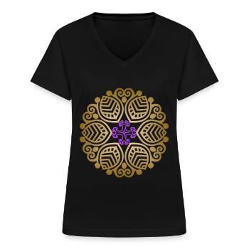 Jesus Christus, Glaube, Christliches-Mandala - Frauen-T-Shirt mit V-Ausschnitt - Schwarz - Vorne - Lela (165cm)