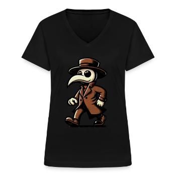 Retro Vintage Cartoon Gruseliges Halloween Deko - Frauen-T-Shirt mit V-Ausschnitt - Schwarz - Vorne - Lela (165cm)