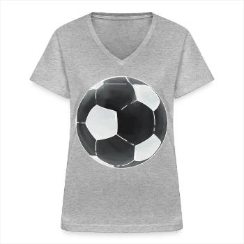 Footballs Sticker Black White Football - Women's V-neck T-shirt - sports grey - Front - Lela (165cm)