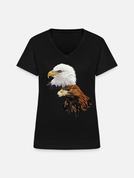 Adler - Frauen-T-Shirt mit V-Ausschnitt - Schwarz