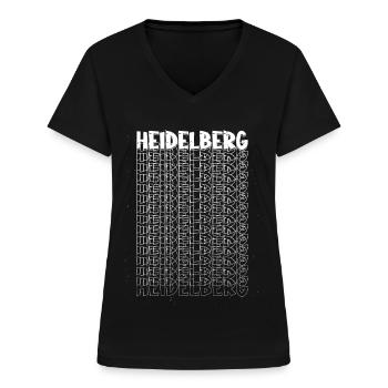 Heidelberg Deutschland Stadt Schrift Skyline - Frauen-T-Shirt mit V-Ausschnitt - Schwarz - Vorne - Lela (165cm)