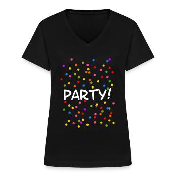 Party Konfetti Silvester Karneval - Frauen-T-Shirt mit V-Ausschnitt - Schwarz - Vorne - Lela (165cm)