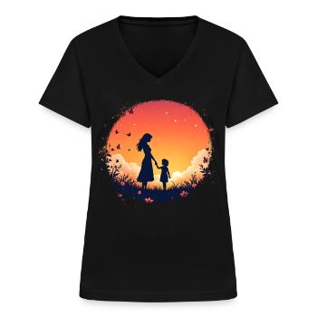 Mère - T-shirt col V Femme - noir - Devant - Lela (165cm)