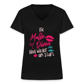Die Malle Diven sind wieder am Start Mallorca 2021 - Frauen-T-Shirt mit V-Ausschnitt - Schwarz - Vorne - Lela (165cm)