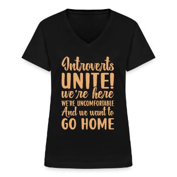 Introvertiert Schüchtern Antisozial - Frauen-T-Shirt mit V-Ausschnitt - Schwarz - Vorne - Lela (165cm)