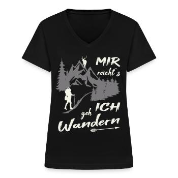 Mir reichts ich geh wandern - Frauen-T-Shirt mit V-Ausschnitt - Schwarz - Vorne - Lela (165cm)