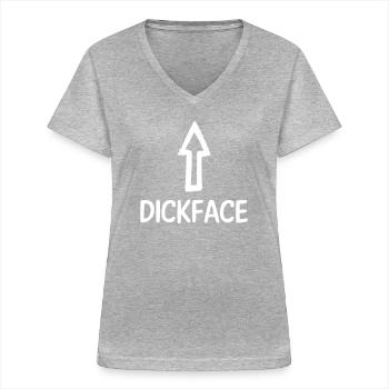 Ironie - Sarkasmus - Schwanzgesicht - Frauen-T-Shirt mit V-Ausschnitt - Grau meliert - Vorne - Lela (165cm)