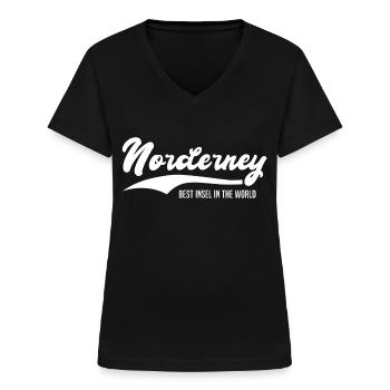 Norderney Insel Sprüche - Frauen-T-Shirt mit V-Ausschnitt - Schwarz - Vorne - Lela (165cm)