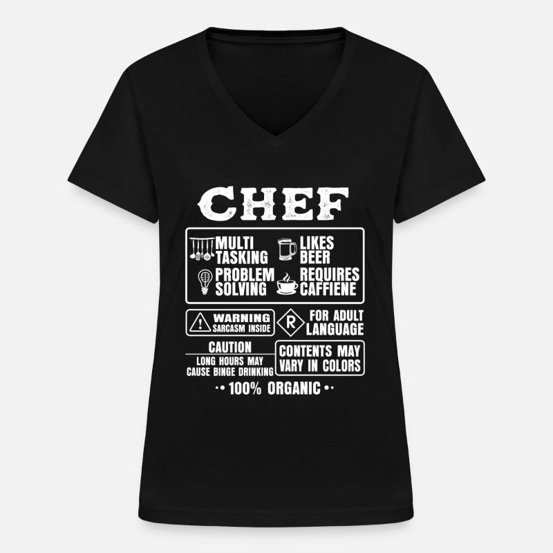 Funny Chef Cooking Gift Kitchen - Women's V-neck T-shirt - black