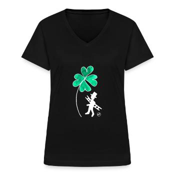 *BAM* be_lucky - Frauen-T-Shirt mit V-Ausschnitt - Schwarz - Vorne - Lela (165cm)