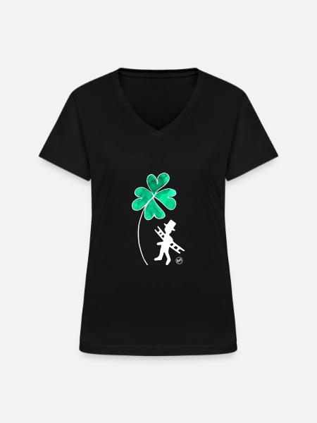 *BAM* be_lucky - Frauen-T-Shirt mit V-Ausschnitt - Schwarz