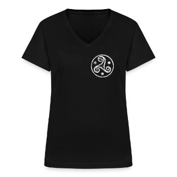 BDSM Triskele Emblem Brust kink Sub Triskelion - Frauen-T-Shirt mit V-Ausschnitt - Schwarz - Vorne - Lela (165cm)