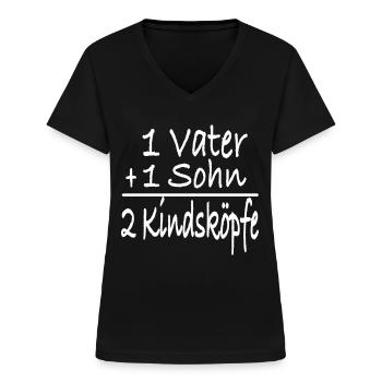 Vater und Sohn - Frauen-T-Shirt mit V-Ausschnitt - Schwarz - Vorne - Lela (165cm)