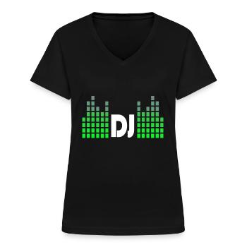 DJ Musique Beat Disco - T-shirt col V Femme - noir - Devant - Lela (165cm)