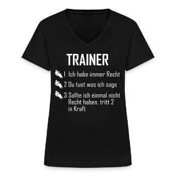 Trainer - Frauen-T-Shirt mit V-Ausschnitt - Schwarz - Vorne - Lela (165cm)