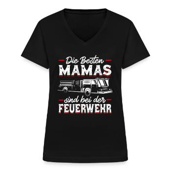 Feuerwehr Mama Spruch Feuerwehrfrau Geschenk - Frauen-T-Shirt mit V-Ausschnitt - Schwarz - Vorne - Lela (165cm)